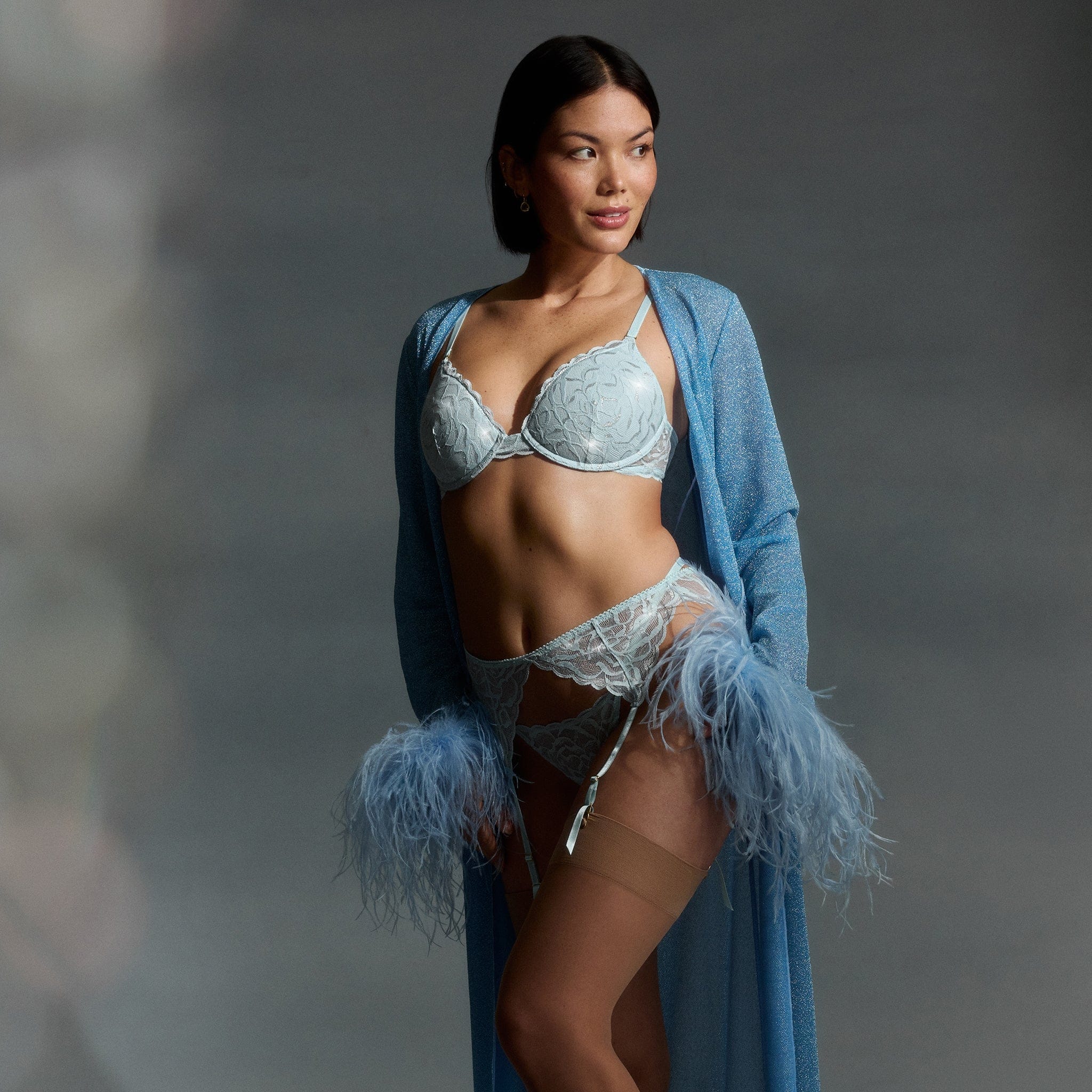 All Over Lace Lift Up Bra Metallic Crystal - Image 6