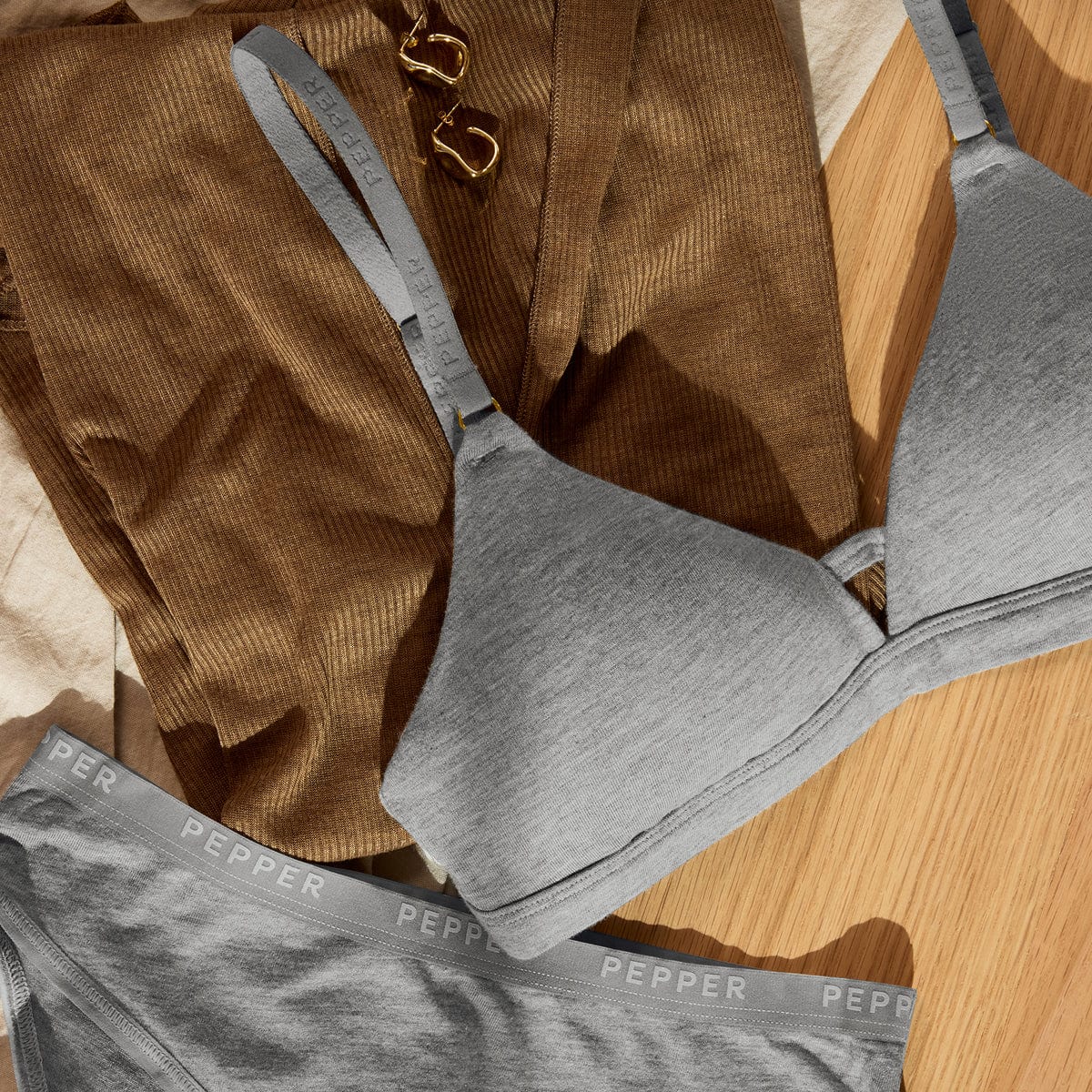 Supima® Cotton Wirefree Bra Heather Grey - Image 12