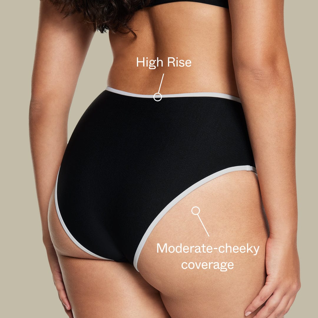 High Waisted Bikini Bottom Ribbed Jet - Image 3