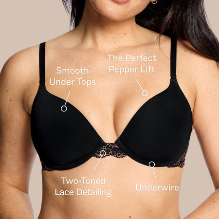 Smooth Lace Lift Up Bra Black Two-Tone - Image 2